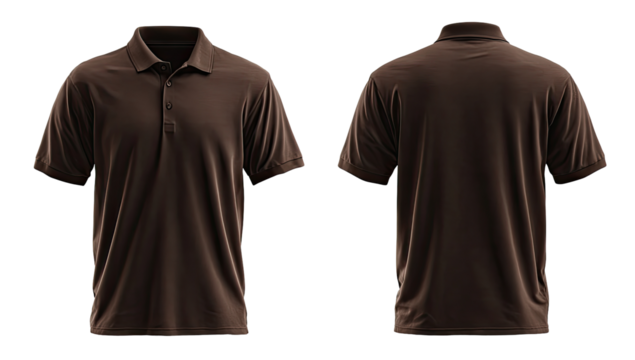 Dark brown polo shirt, front and back views (3)