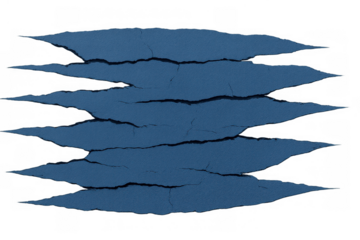 Blue paper torn revealing claw marks, a rough destruction pattern with sharp scratch traces, transparent background