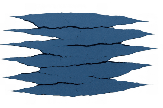 Blue paper torn revealing claw marks, a rough destruction pattern with sharp scratch traces, transparent background