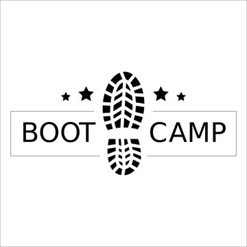 Motivational boot camp logo with bold footprint design