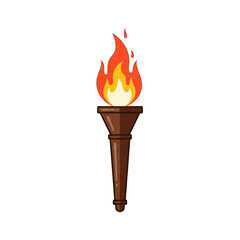 Illustration of a Brown Torch with a Bright Orange Flame.