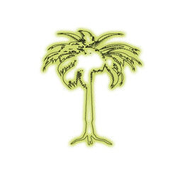 Glowing neon palm tree silhouette on black background