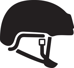 Military Helmet Black Vector Illustration Isolated Tactical Protective Gear Silhouette

