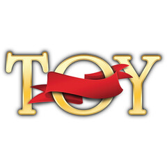 Christmas Holiday Gold Toy Text & Red Banner Illustration Shape Transparent PNG Background