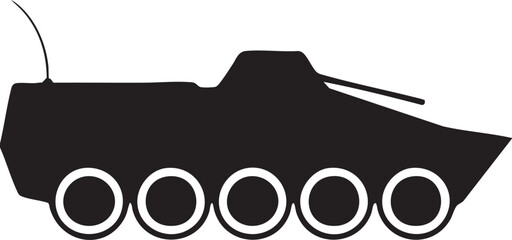 Military Tank Black Vector Illustration Isolated Armored Vehicle Silhouette Design
