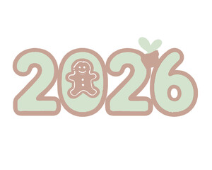 2026 Christmas Gingerbread New Year Graphic