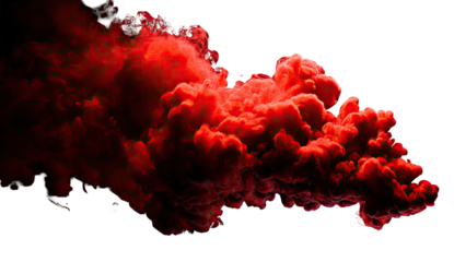 Red smoke cloud against black
