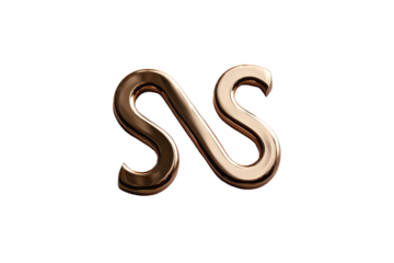 Shiny copper 'S' chain link isolated on solid black