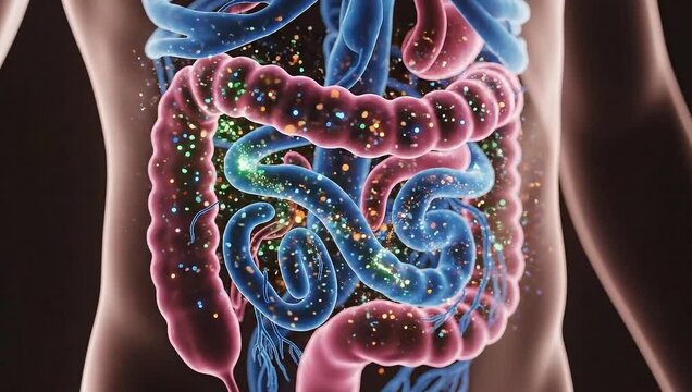 Stunning 3D Illustration of the Human Digestive System with Intestines.