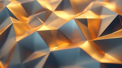 Luxurious Faceted Gold and Blue Abstract Geometric Background