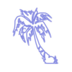 Glowing neon palm tree silhouette against a dark background