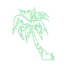 Glowing neon palm tree silhouette against a dark background