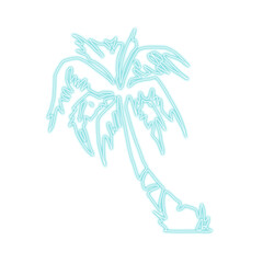 Glowing neon palm tree silhouette on a dark background