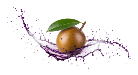 Kiwi fruit splash with juice burst and green leaf Freshness and vibrant food photography