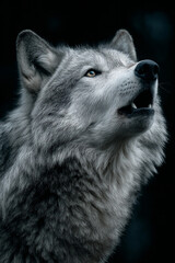 gray wolf in the snow