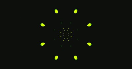 Seamless loop of vibrant green shapes swirling in a tunnel-like motion for an engaging visual experience