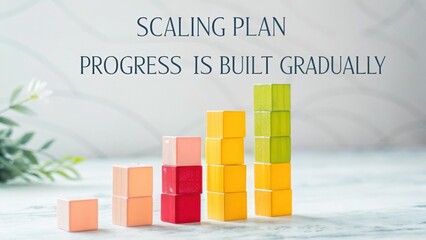 Scaling Plan for Gradual Progress in Business Development with Colorful Blocks on a Soft Background