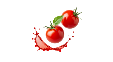 Fresh Ripe Tomatoes Splashing into Juice, Capturing the Essence of Summer Harvest