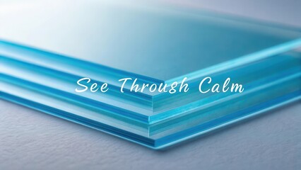 Smooth Transparent Glass Layers in Tranquil Blue Shades Exuding Calmness and Serenity for Design and Decor Purposes