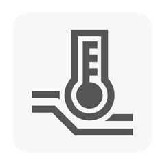 Thermometer vector icon, elegantly positioned on sleek, stylized circuit, indicating the intersection of temperature and technology. perfect for dashboard, remote control in hvac system.