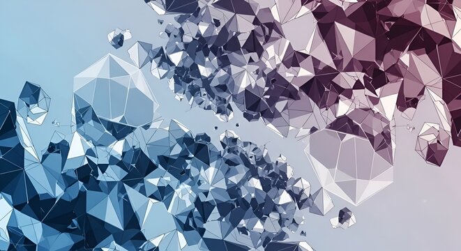 Abstract Geometric Low Poly Background Design with Blue and Purple Hues