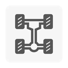 Top-view car axle vector icon in clean, minimalist style. Highlights key drivetrain components for vehicle manuals, dashboard indicators, UI design, automotive infographics, and technical illustration