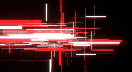 Dynamic abstract background with glowing red and white lines on a black backdrop