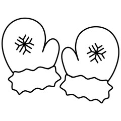 cartoon illustration outline of a pair of winter gloves 