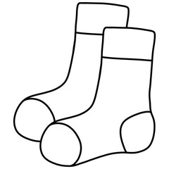 Cartoon illustration outline of a pair of socks 