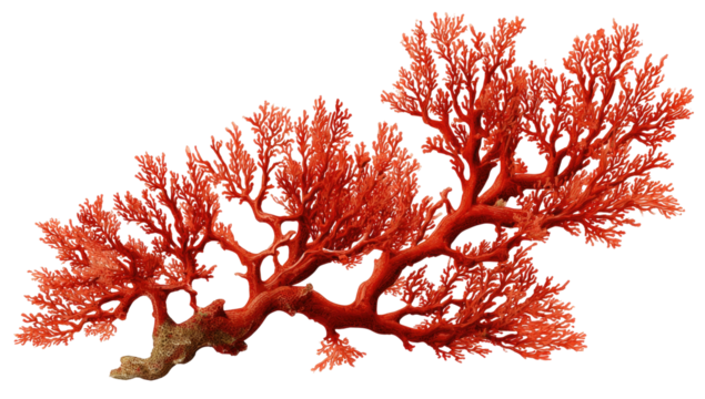 Red coral branches out, against black background
