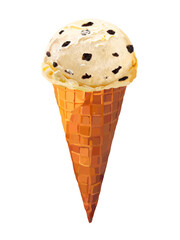 チョコチップアイス（バニラ）ワッフルコーン付き