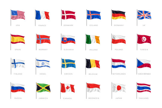 World Flags Collection Set &mdash; Realistic Vector National Flags of Different Countries