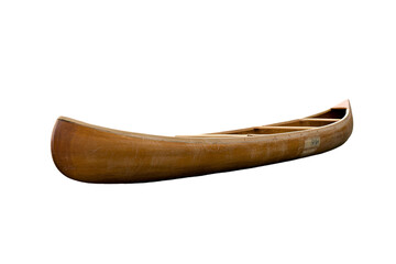 Vintage wooden canoe isolated on transparent background
