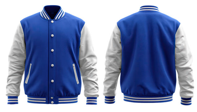 Royal blue jacket with white accents