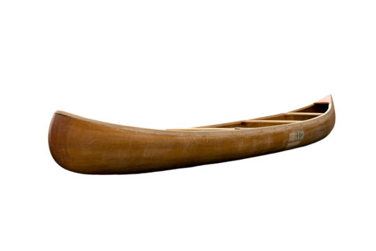 Vintage wooden canoe isolated on transparent background