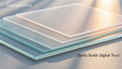 Transparent Glass Sheets Layered on Smooth Surface with Gentle Light Reflection Enhancing Modern Aesthetic