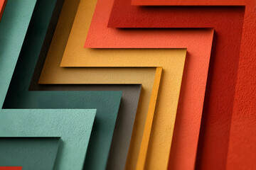 Colorful zigzag pattern with layered textures and vibrant hues on display in artistic design