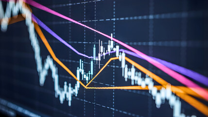 Fototapeta premium Close-up of a stock market graph showing fluctuating prices and trends on a digital display