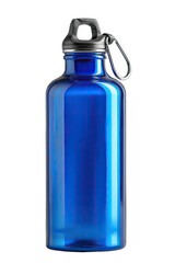 Glossy blue metal bottle with dark lid