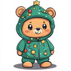 Cute bear in festive Christmas hoodie.
