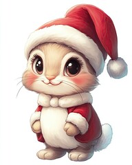 Cute bunny in a festive Santa outfit.