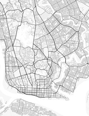 Fototapeta premium Yangon City Map. Minimalist black and white line art poster for printing, wallpaper, wall art, and map resources for home and office decor