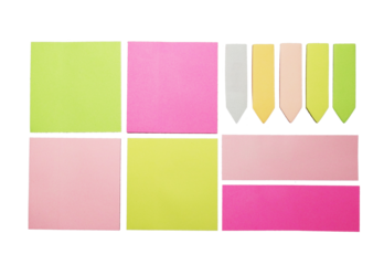 Set of Bright Colorful Sticky Notes and Page Flags on Black
Neon Colored Square and Rectangular Sticky Notes with Dividers