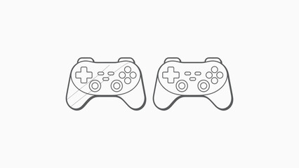 Print Two Line Art Game Controllers Thin Vector illustration