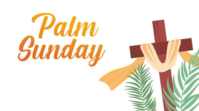 Happy Palm Sunday with palm silhouette