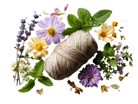 Twine atop flowers and greenery - Powered by Adobe