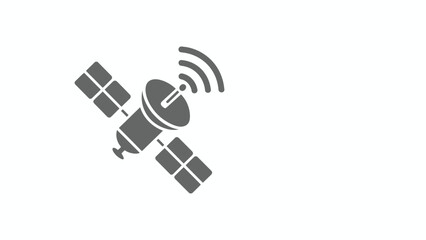 Print Communication Satellite Icon with Signal Global Network Symbol Vector illustration