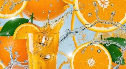 orange juice splash with a beautiful view 