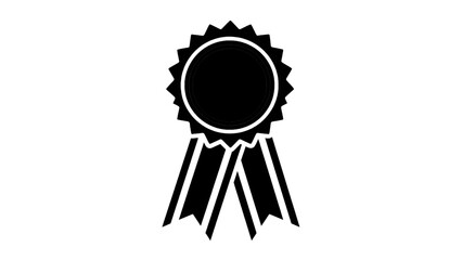 Vector illustration of black silhouette of a rosette ribbon award, symbolizing achievement, quality, and recognition on transparent background