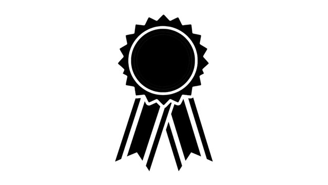 Vector illustration of black silhouette of a rosette ribbon award, symbolizing achievement, quality, and recognition on transparent background